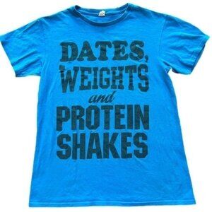 Dates, Weights and Protein Shakes Teen - Youth Graphic T-Shirt, Preloved